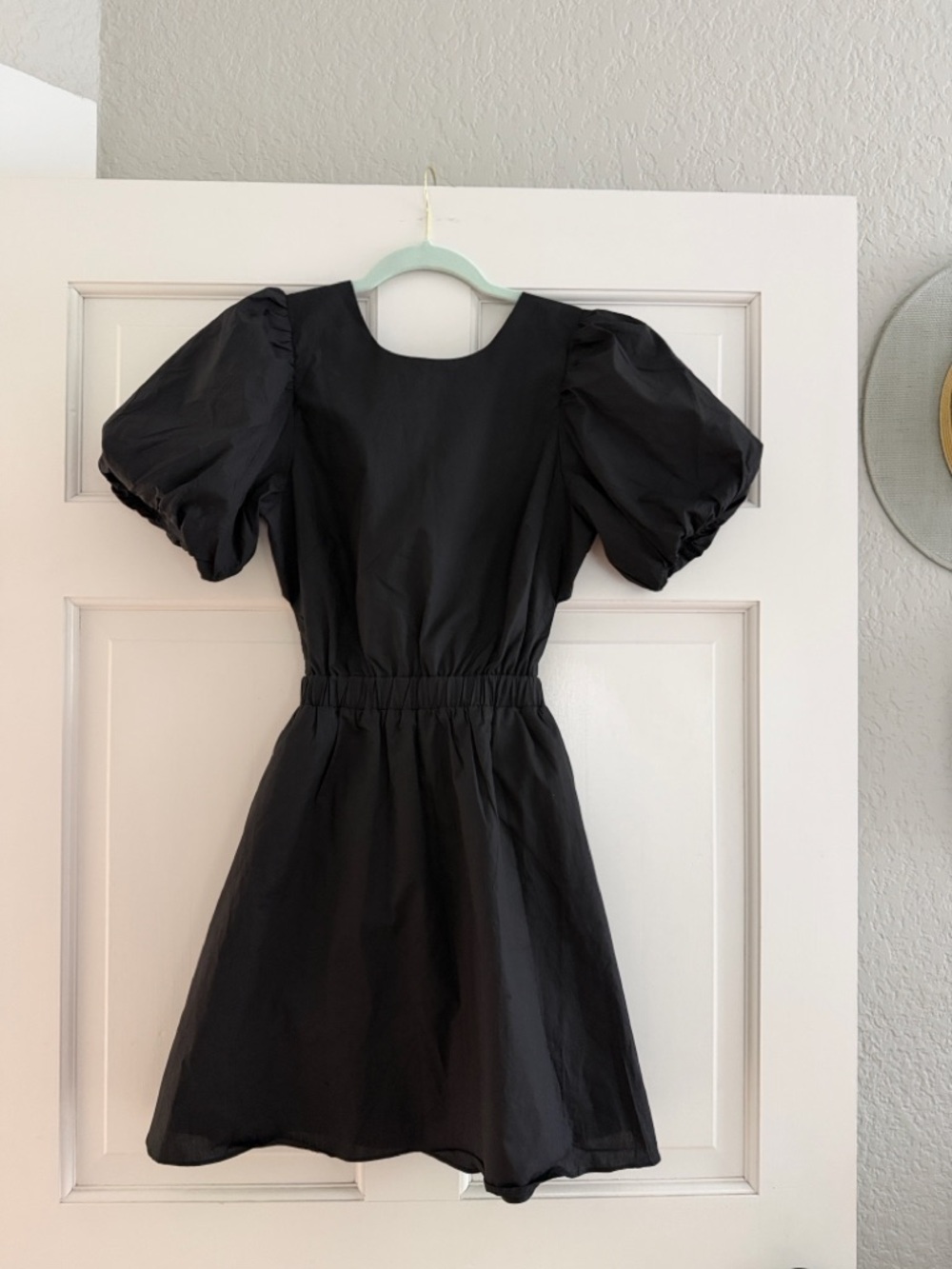 English Factory Black Puff Sleeve Mini Dress